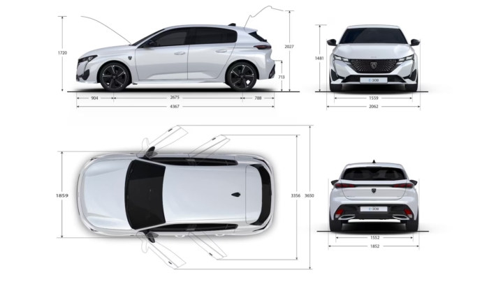 PEUGEOT_E308_Dimensions-berline-electrique-privas-ardeche